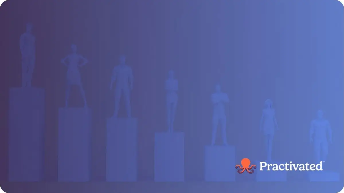 Rising steps with human statues