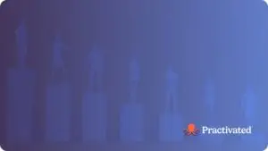 Rising steps with human statues