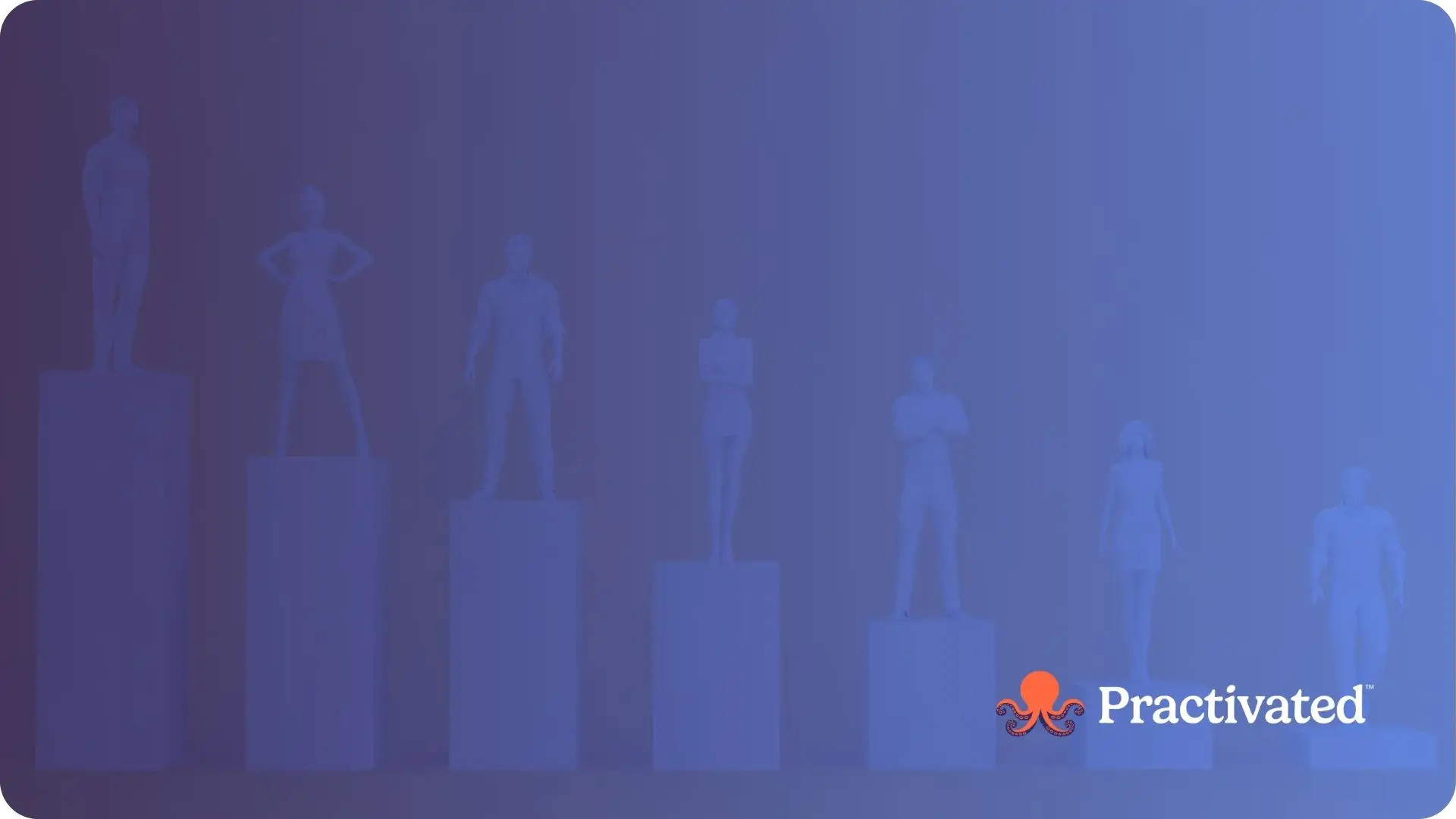 Rising steps with human statues